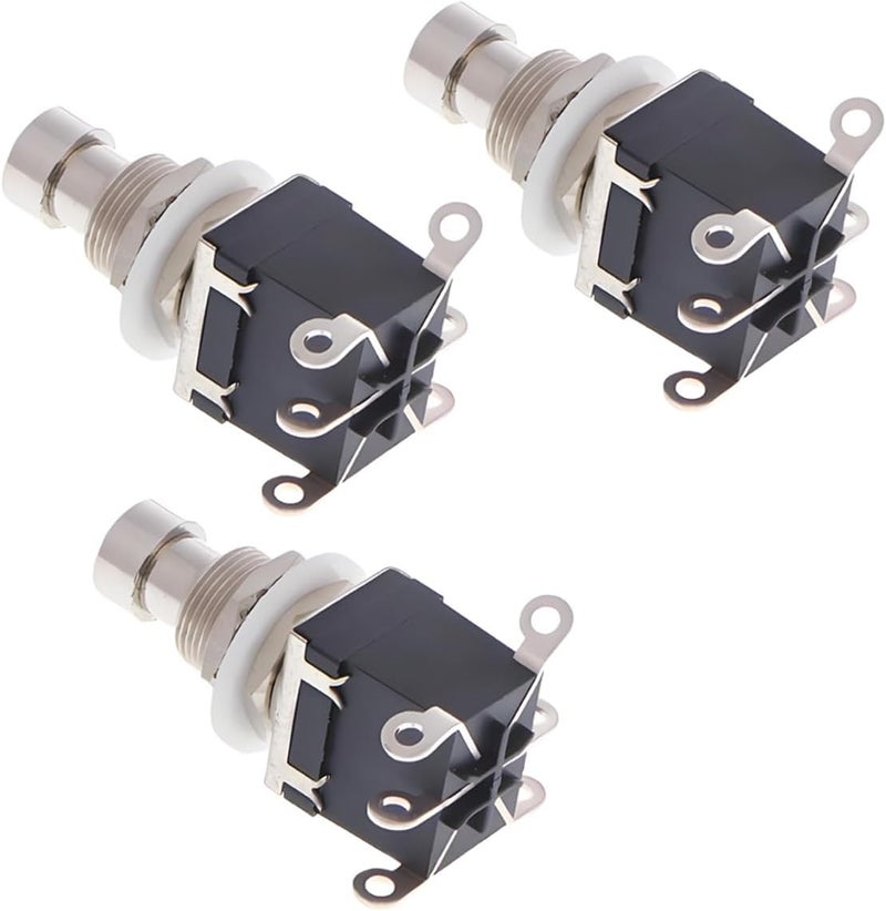 LKRXW 3Pcs DPDT 6 Pins Guitar Effect Pedal Footswitch Momentary Box Stomp True Bypass Guitar Switch Push Button Metal Foot Switch Solder Lugs Terminal AC 250V/2A 125V/4A - Image 1